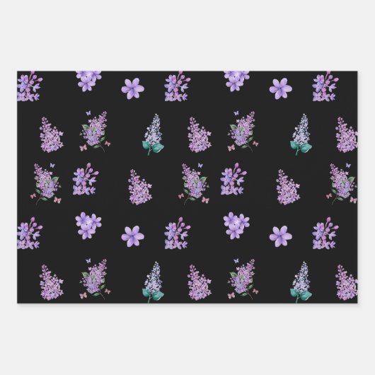 Elegante Lilac Blume Lila Geschenkpapier Set (Vorderseite 3)