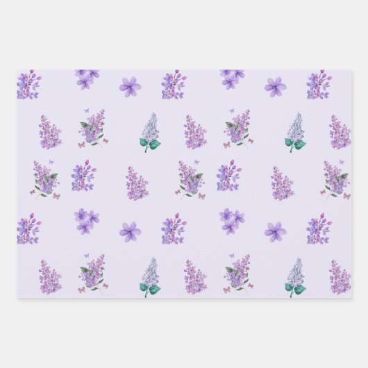 Elegante Lilac Blume Lila Geschenkpapier Set (Vorderseite)