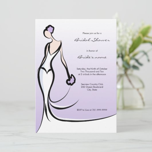 Elegante Lilac Bridal Dusche Einladungen (Stehend Vorderseite)