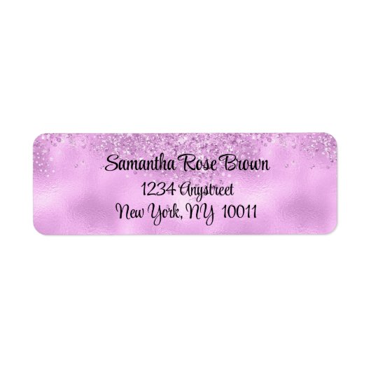 Elegante Lilac Glitzer & Foil-Rücksendeadresse (Vorne)
