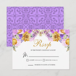 Elegante Lilac & Gold Floral UAWG Umschließungskar RSVP Karte