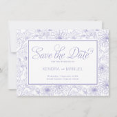 Elegante Lilac Lila Blumentoilette Hochzeit Save The Date (Vorderseite)
