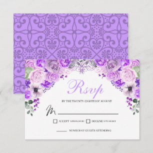 Elegante Lilac Lila Floral UAWG Enclosure Card RSVP Karte