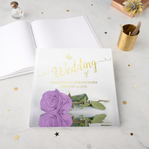 Elegante Lilac Lila Rose Große Hochzeitsreise Gästebuch