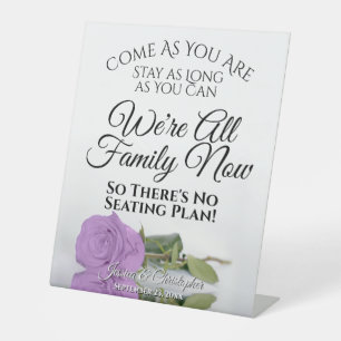 Elegante Lilac Lila Rose Open Seating Wedding Sockelschild