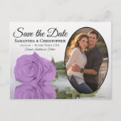 Elegante Lilac Lila Rose Oval Foto Save the Date Ankündigungspostkarte (Vorderseite)