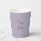 Elegante lilac Minimalistisch Wedding Pappbecher (Vorderseite)