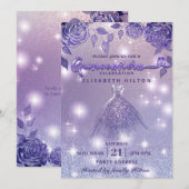 Elegante Lilac Rose Modernes Glitzer Kleid Einladung (Vorne/Hinten)