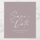 Elegante Lilac Save the Date Weinkarte Weinetikett (Einzelnes Label)