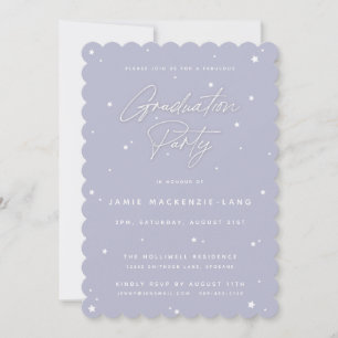 Elegante Lilac-Schrift und Sterne Abschlussfeier Einladung