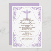 Elegante Lilac Taufe Einladung (Vorne/Hinten)