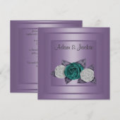 ELEGANTE LILAC TRIPLE ROSE WEDING INVITATION EINLADUNG (Vorne/Hinten)