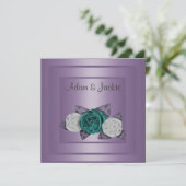ELEGANTE LILAC TRIPLE ROSE WEDING INVITATION EINLADUNG (Stehend Vorderseite)