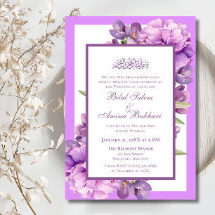 Elegante Lilac und Lila islamische Hochzeit Einladung