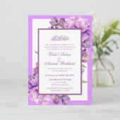 Elegante Lilac und Lila islamische Hochzeit Einladung (Stehend Vorderseite)