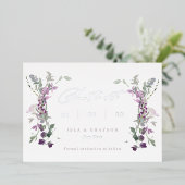 Elegante Lilac-Wildblumen, die das Datum speichern Folieneinladung (Stehend vorne)