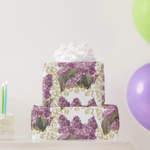 Elegante Lilacs mit Gold Filigree Floral Geschenkpapier