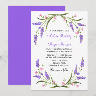Elegante Lilacs Wasserfarbe Lila Blumenhochzeit I Einladung