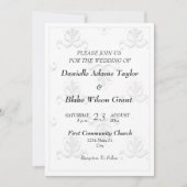 Elegante Lilie Black & White Wedding Einladung (Vorderseite)