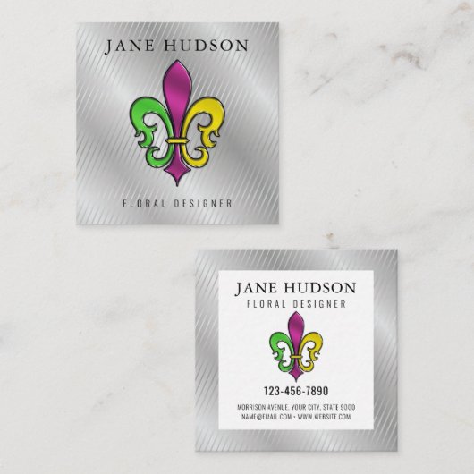 Elegante Lilie Design Business Card Quadratische Visitenkarte (Vorne/Hinten)