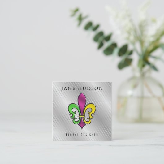 Elegante Lilie Design Business Card Quadratische Visitenkarte (Stehend Vorderseite)