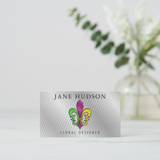 Elegante Lilie Design Business Card Visitenkarte (Stehend Vorderseite)