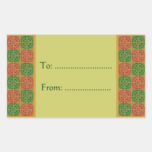 Elegante Lilie Red Green Geschenkklammer Rechteckiger Aufkleber (Vorderseite)