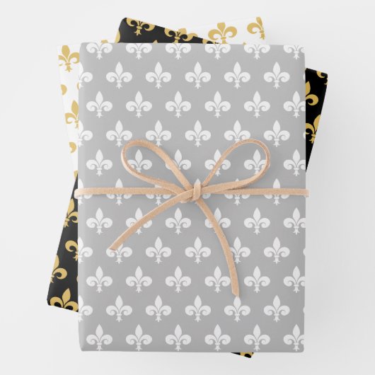 Elegante Lilie über Schwarz-Weiß Geschenkpapier Set (Beispiel)