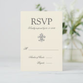 Elegante Lilie Wedding RSVP Karte (Stehend Vorderseite)