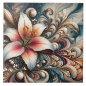 Elegante Lilie zwischen komplexen Wirbel und Muste Fliese (Vorderseite)