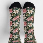 Elegante Lilien- und Blattkomposition Socken (Oben)