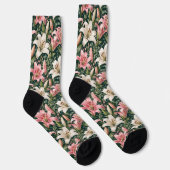 Elegante Lilien- und Blattkomposition Socken (Rechts)