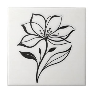 Elegante Lilienblütensilhouette Fliese