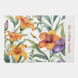 Elegante Lilies Botanical Lily Blume Geschirrtuch