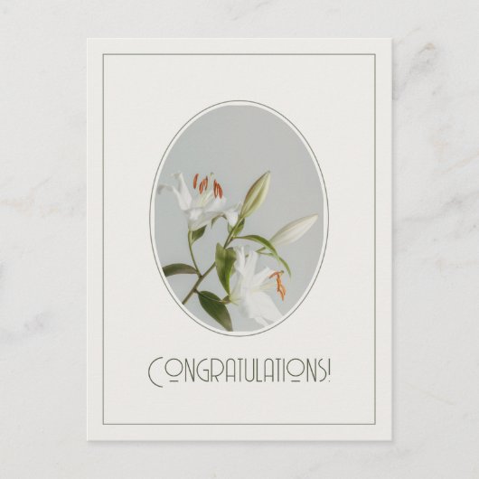 Elegante Lilly Vintage Gratulation Postkarte (Vorderseite)