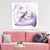 Elegante Lily Blume Lila & Weiße Blüte Zeichnend Leinwanddruck (Insitu (Wohnzimmer))