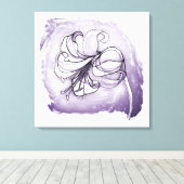 Elegante Lily Blume Lila & Weiße Blüte Zeichnend Leinwanddruck (Insitu (Holzboden))