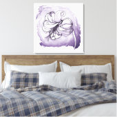 Elegante Lily Blume Lila & Weiße Blüte Zeichnend Leinwanddruck (Insitu (Schlafzimmer))