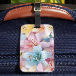 Elegante Lily Blume Nahtloses Muster Gepäckanhänger