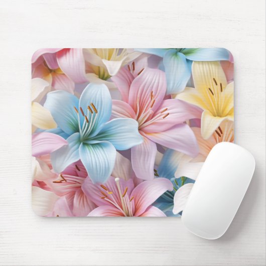 Elegante Lily Blume Nahtloses Muster Mousepad (Mit Mouse)