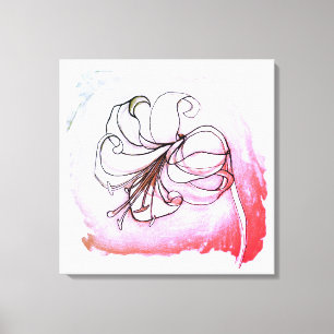 Elegante Lily Blume Rosa und Weiße Blüte Zeichnend Leinwanddruck