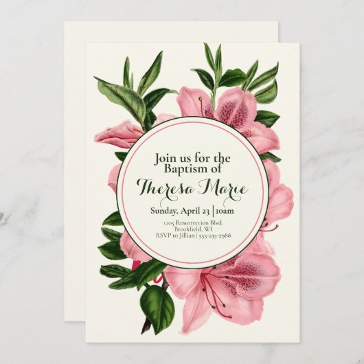 Elegante Lily dachte Taufe Einladung (Vorne/Hinten)