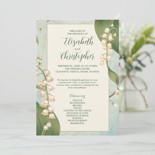 Elegante Lily im Tal Save the Date Hochzeit Programm (Stehend Vorderseite)