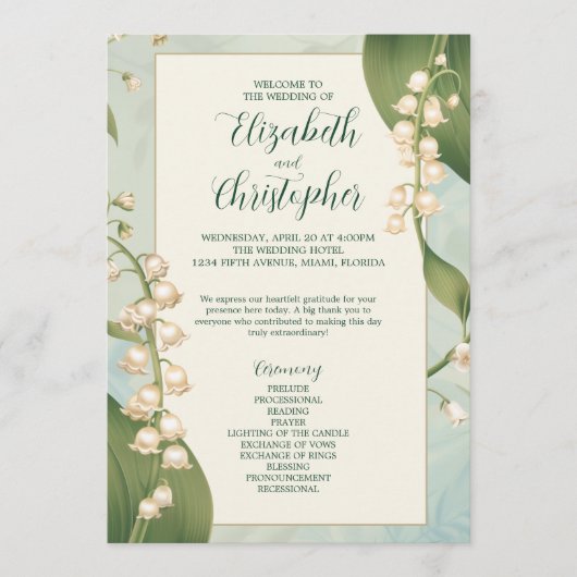 Elegante Lily im Tal Save the Date Hochzeit Programm (Vorderseite)