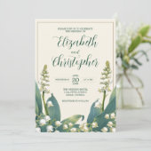 Elegante Lily of the Tal Hochzeit Einladung (Stehend Vorderseite)