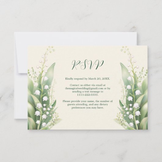 Elegante Lily of the Tal Wedding Horiz RSVP Karte (Vorderseite)