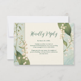 Elegante Lily of the Valle Floral Wedding Horiz RSVP Karte