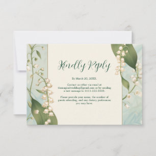Elegante Lily of the Valle Floral Wedding Horiz RSVP Karte