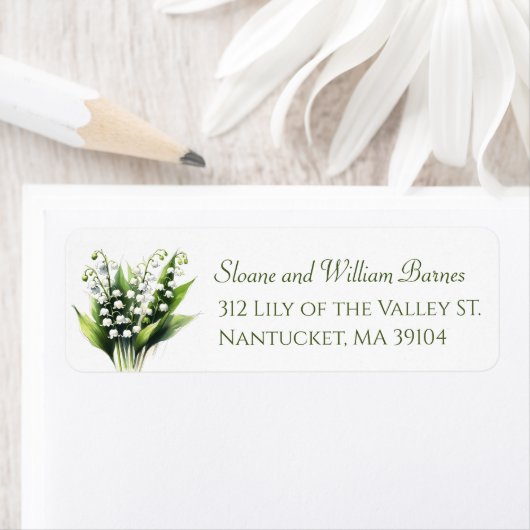 Elegante Lily of the Valley Blume Rücksendeadresse (Insitu)