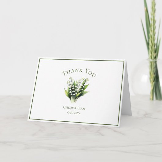 Elegante Lily of the Valley Blume Wedding Dankeskarte (Vorderseite)